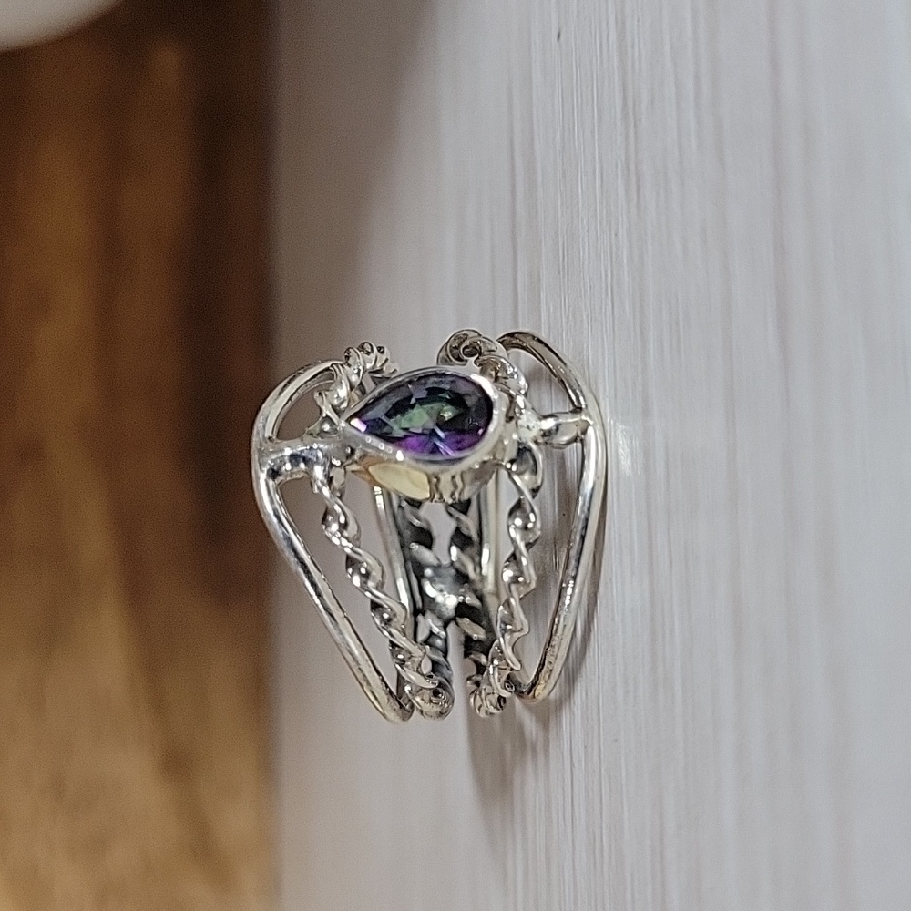 MYSTIC TOPAZ TWISTED STERLING RING - Picture 3 of 10